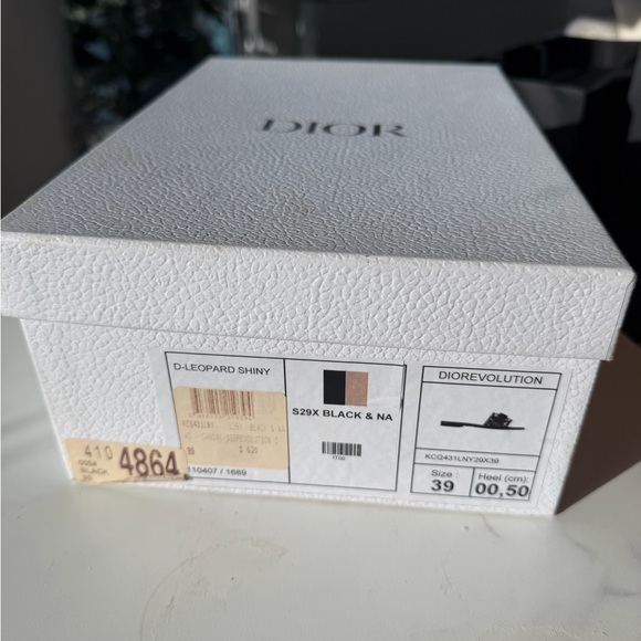 Dior Leopard Print Black Women's Sandals - Picture 2 of 4